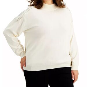 Alfani Women's Ivory Stud Trim Mock Neck